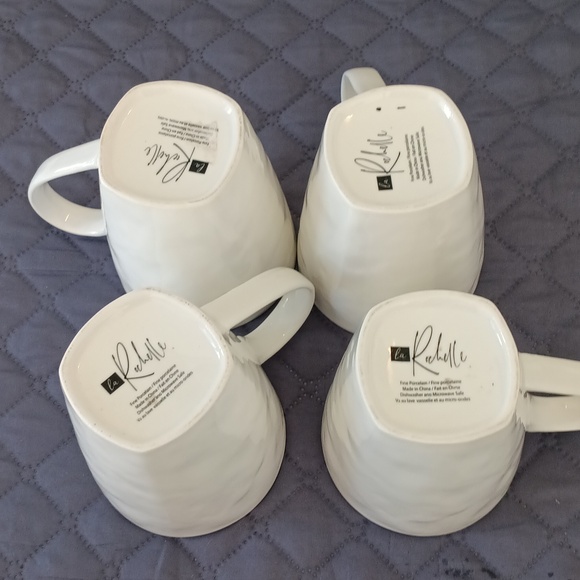 Elegant White Ceramic Mugs Set Of Four - Picture 4 of 4